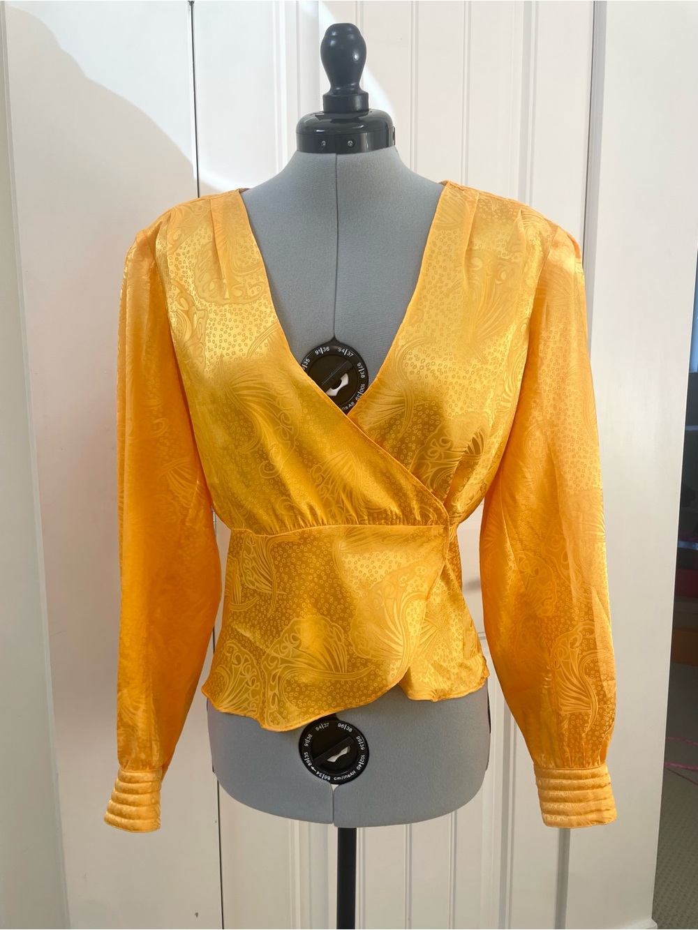 Ronny Kobo Collection Golden Satin Wrap Blouse
